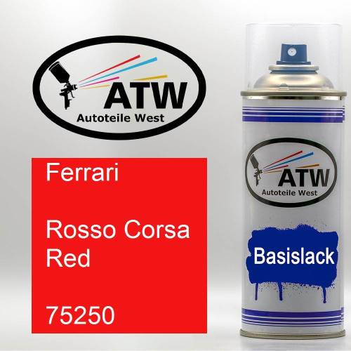 Ferrari, Rosso Corsa Red, 75250: 400ml Sprühdose, von ATW Autoteile West.
